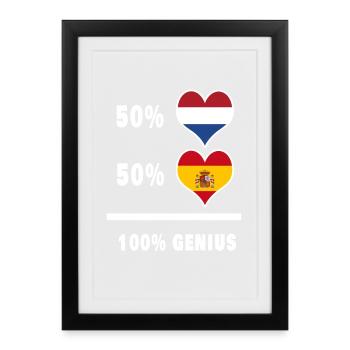 Pays-Bas et Espagne 100% Genial - Affiche encadrée (27 × 37 cm) - noir - Devant