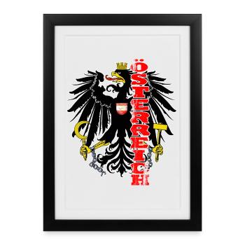 Cadeau aigle Autriche blason maison - Affiche encadrée (27 × 37 cm) - noir - Devant
