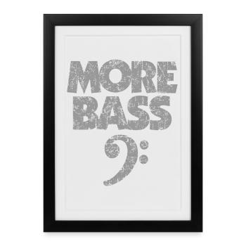 More Basse (Vintage/Gris) Bassistes - Affiche encadrée (27 × 37 cm) - noir - Devant