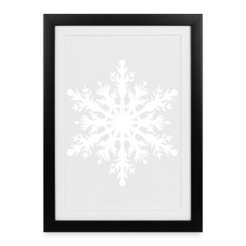 Flocon de neige cristaux symbole Noël d’hiver - Affiche encadrée (27 × 37 cm) - noir - Devant