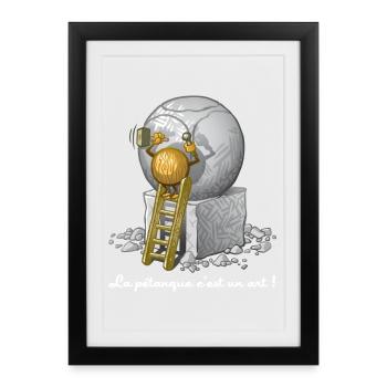 Pétanque ist eine Kunst - Gerahmtes Poster (27 × 37 cm) - Schwarz - Vorne