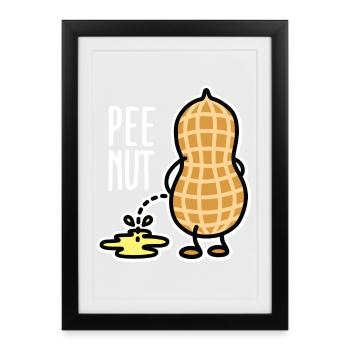 Funny PEE-NUT Nut Peanut Peeing Pun - Framed poster (27 × 37 cm) - black - Front