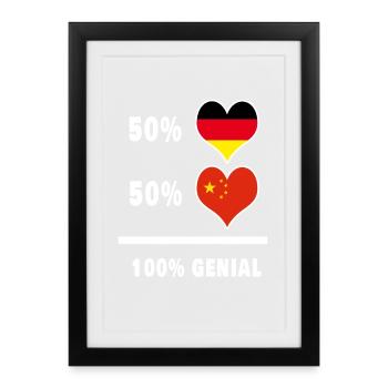 Allemagne et Chine Genial / Cadeau - Affiche encadrée (27 × 37 cm) - noir - Devant