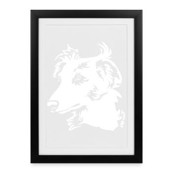 Longhair Whippet Head "Black Edition" - Framed poster (27 × 37 cm) - black - Front