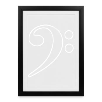 Bass clef with a cool effect for music lovers - Framed poster (27 × 37 cm) - black - Front