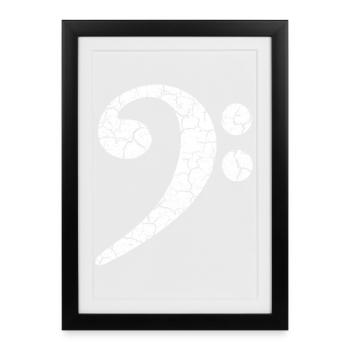 Bass clef with a cool grunge effect in a used look - Framed poster (27 × 37 cm) - black - Front