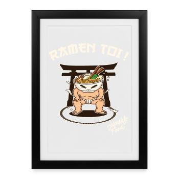 Ramen toi Sumo - Humor Japan - Cuisine - Framed poster (27 × 37 cm) - black - Front