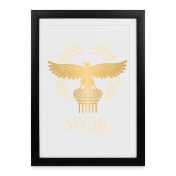 SPQR - Drapeau empire et république Rome antique - Affiche encadrée (27 × 37 cm) - noir - Devant
