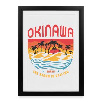 Okinawa japan beach design - Framed poster (27 × 37 cm) - black - Front