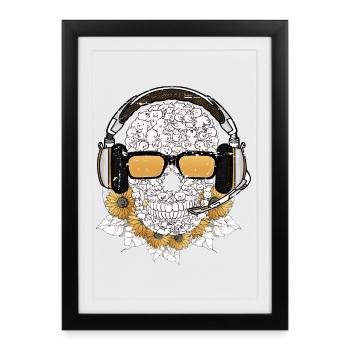 Crâne de musique - Affiche encadrée (27 × 37 cm) - noir - Devant