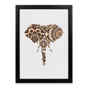 Elefantenmuster - Gerahmtes Poster (27 × 37 cm) - Schwarz - Vorne