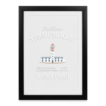 Leuchtfeuer Timmendorf, Insel Poel, Ostsee - Gerahmtes Poster (27 × 37 cm) - Schwarz - Vorne