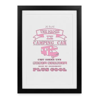 Je suis une mamie en camping Car rose - Affiche encadrée (27 × 37 cm) - noir - Devant