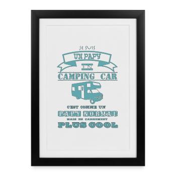 Je suis un papy en camping-car bleu turquoise west - Affiche encadrée (27 × 37 cm) - noir - Devant