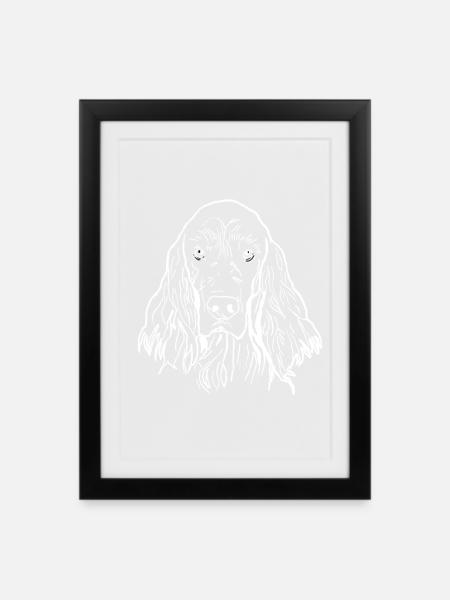 Irish Setter - Gerahmtes Poster (27 × 37 cm) - Schwarz