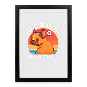Best Dog Daddy Retro Sun - Framed poster (27 × 37 cm) - black - Front
