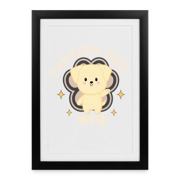 Chien Couture Adorable - Affiche encadrée (27 × 37 cm) - noir - Devant
