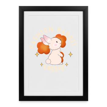 Rabbit Fashion Karottenlogo T-Shirt - Gerahmtes Poster (27 × 37 cm) - Schwarz - Vorne