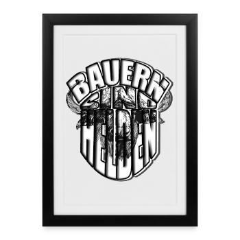 Bauern sind Helden Stier Kuh Viehzucht Held Hof - Gerahmtes Poster (27 × 37 cm) - Schwarz - Vorne