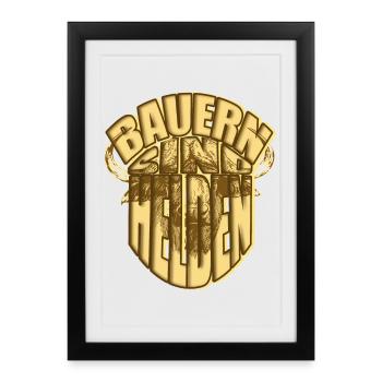 Bauern sind Helden Stier Rind Bauer - Gerahmtes Poster (27 × 37 cm) - Schwarz - Vorne