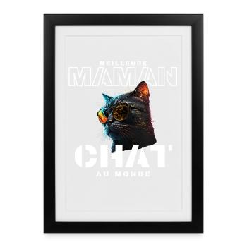 Meilleure Maman Chat Mondiale - Affiche encadrée (27 × 37 cm) - noir - Devant