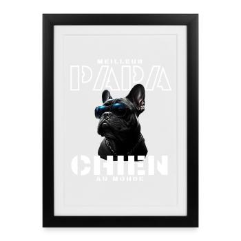 Meilleur Papa Chien Au Monde - Affiche encadrée (27 × 37 cm) - noir - Devant