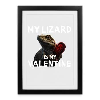 Lézard Valentine Cœur - Affiche encadrée (27 × 37 cm) - noir - Devant