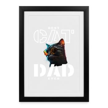 Best Cool Cat Father - Framed poster (27 × 37 cm) - black - Front