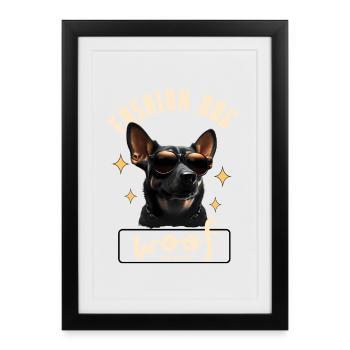 Chien Fashion Lunettes - Affiche encadrée (27 × 37 cm) - noir - Devant