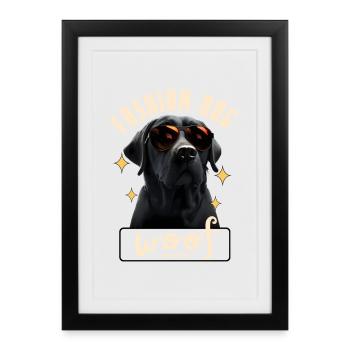 Chien Glam Lunettes Soleil - Affiche encadrée (27 × 37 cm) - noir - Devant