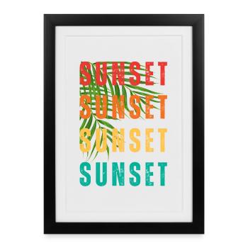 Tropical Sunset Gradient Text - Framed poster (27 × 37 cm) - black - Front