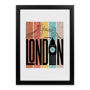 Silhouette des Blocs de Couleur de Londres - Affiche encadrée (27 × 37 cm) - noir - Devant