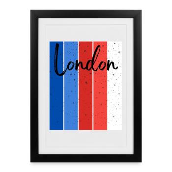 London Stripes Speckle Script - Affiche encadrée (27 × 37 cm) - noir - Devant
