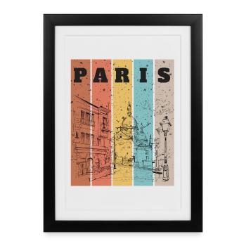 Croquis de la ligne d’horizon des Rayures de Paris - Affiche encadrée (27 × 37 cm) - noir - Devant