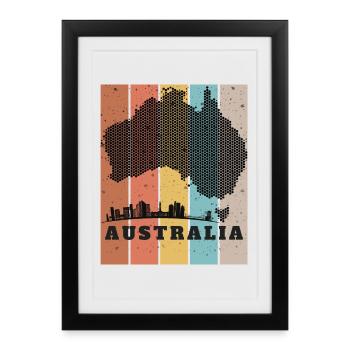 Mosaïque de points de la Skyline australienne - Affiche encadrée (27 × 37 cm) - noir - Devant