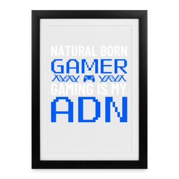 Natural Born Gamer: Pixel DNA Tee - Framed poster (27 × 37 cm) - black - Front