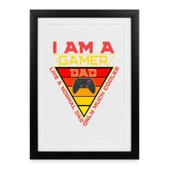 Gamer Dad Triangle Badge - Framed poster (27 × 37 cm) - black - Front