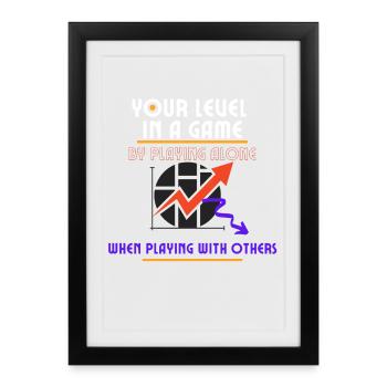 Level Up Solo, Play With Others - Framed poster (27 × 37 cm) - black - Front