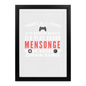 Le Plus Grand Mensonge Gamer Tee - Framed poster (27 × 37 cm) - black - Front