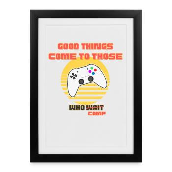 Retro Arcade Gaming Camp Logo - Framed poster (27 × 37 cm) - black - Front