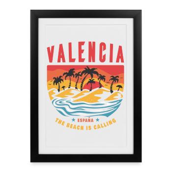Valencia Spain palm trees beach design - Framed poster (27 × 37 cm) - black - Front