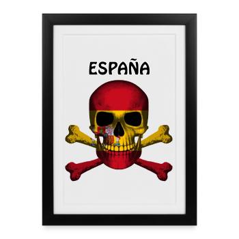 Crâne Jolly Roger Pirate Flag Espana R6Z - Affiche encadrée (27 × 37 cm) - noir - Devant