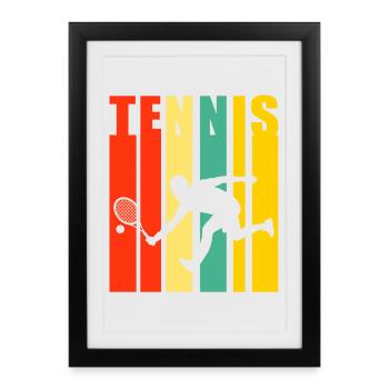 tennis, fan de tennis, jouer au tennis - Affiche encadrée (27 × 37 cm) - noir - Devant