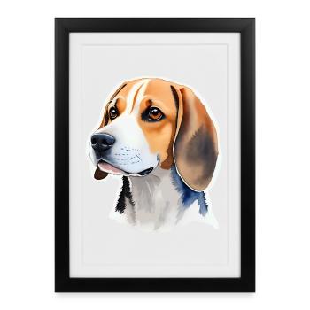 Beagle - Affiche encadrée (27 × 37 cm) - noir - Devant