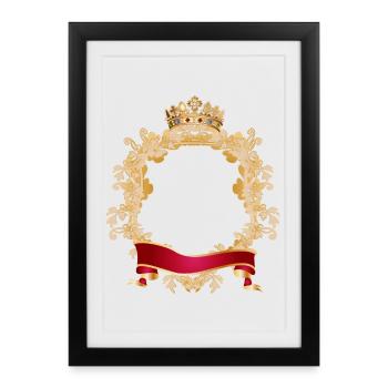 Königlicher Rahmen im Wappen Stil mit Krone - Gerahmtes Poster (27 × 37 cm) - Schwarz - Vorne