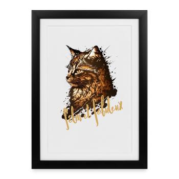 Félin Fabuleux Splatter - Affiche encadrée (27 × 37 cm) - noir - Devant