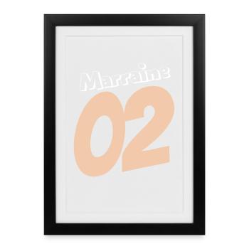 Marraine 02 en rose pêche - Affiche encadrée (27 × 37 cm) - noir - Devant