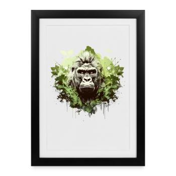 Gorille Jungle Émeraude - Affiche encadrée (27 × 37 cm) - noir - Devant