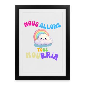Nuage Arc-en-Ciel Mignon et Mordant - Affiche encadrée (27 × 37 cm) - noir - Devant