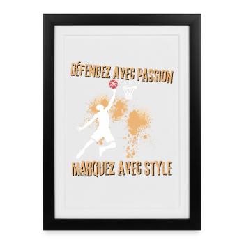 Basketball with Passion and Style - Framed poster (27 × 37 cm) - black - Front